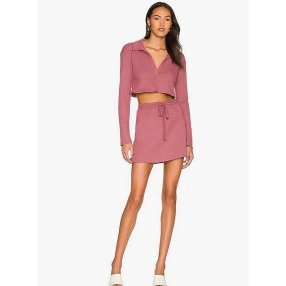 Lovers + Friends Thermal Knit Unlined Celeste Skirt in Deep Mauve Size XS - Picture 1 of 5